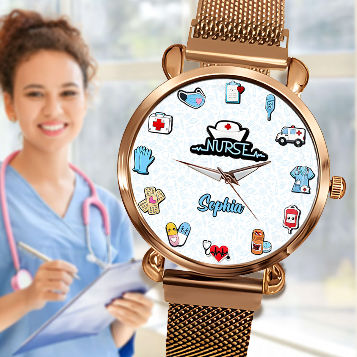 Nurse Life – Personalisierte Armbanduhr für Krankenschwestern 