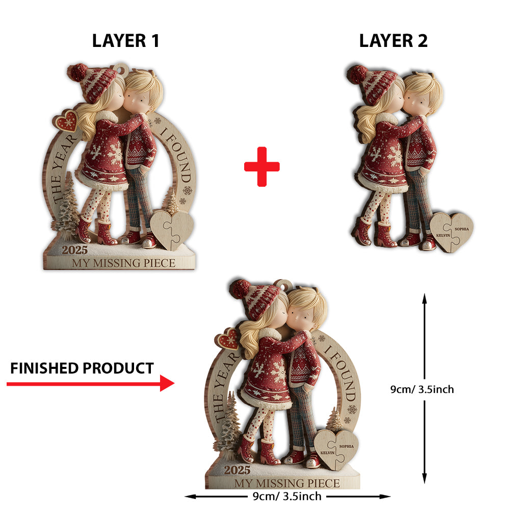Das Jahr, in dem ich mein fehlendes Puzzleteil fand – Personalisierter zweilagiger Holzschmuck für Paare