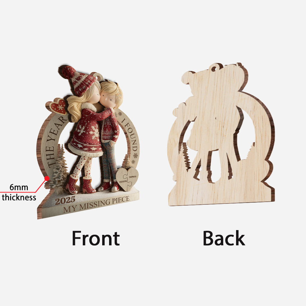Das Jahr, in dem ich mein fehlendes Puzzleteil fand – Personalisierter zweilagiger Holzschmuck für Paare