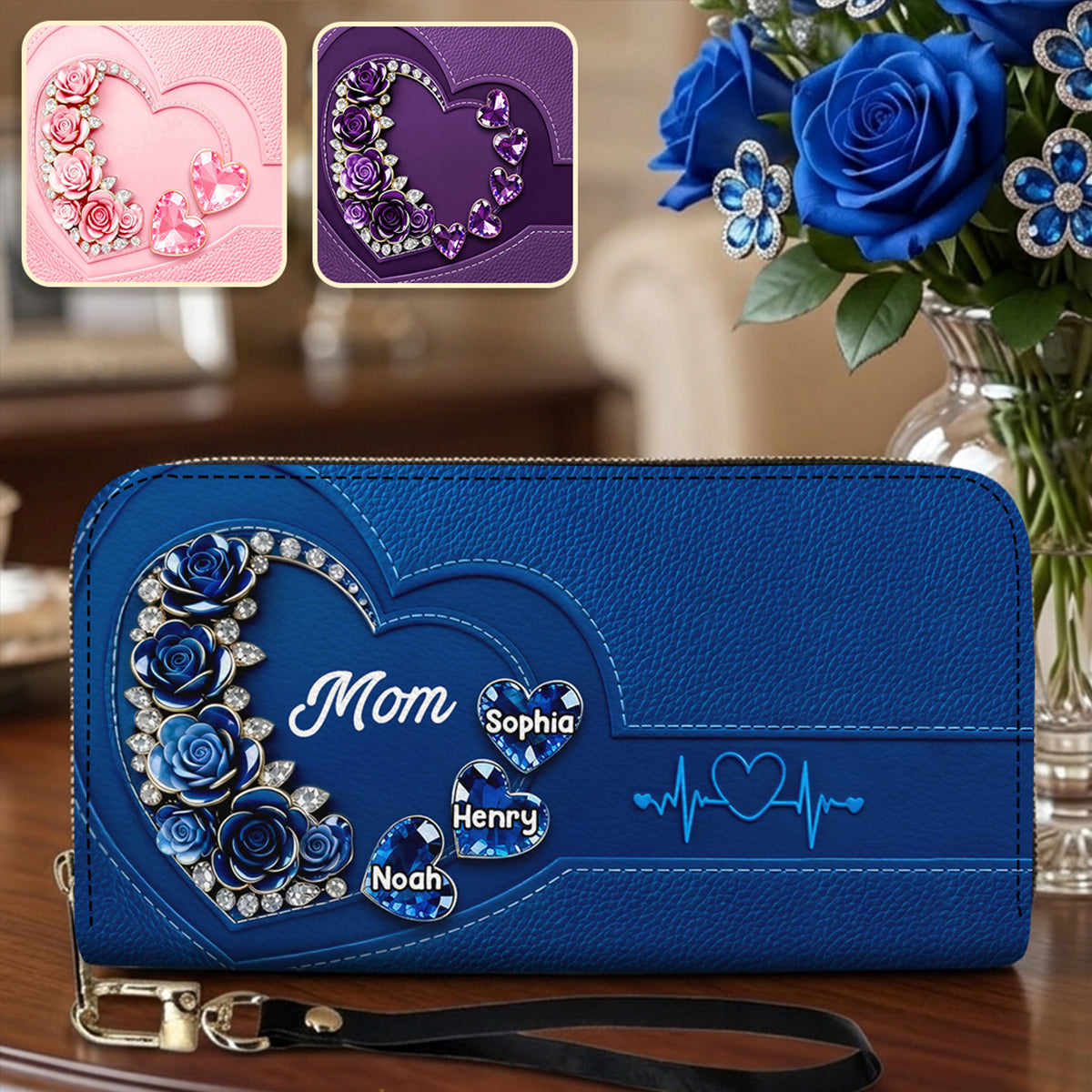 Best Mom Grandma Nana Ever - Personalized Mother Leather Long Wallet