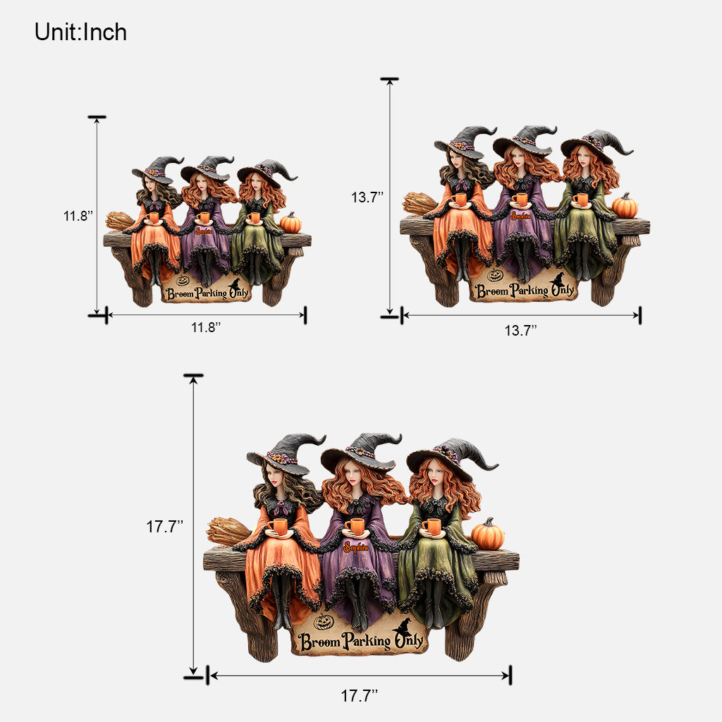Bloom Parking – Personalisiertes Hexen-Holzschild in individueller Form