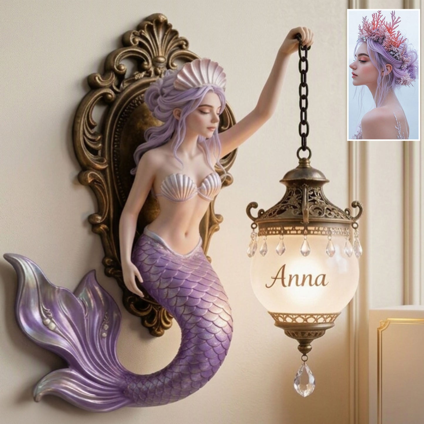 Soul Of A Mermaid - Personalized Mermaid Wooden Wall Mount Sign