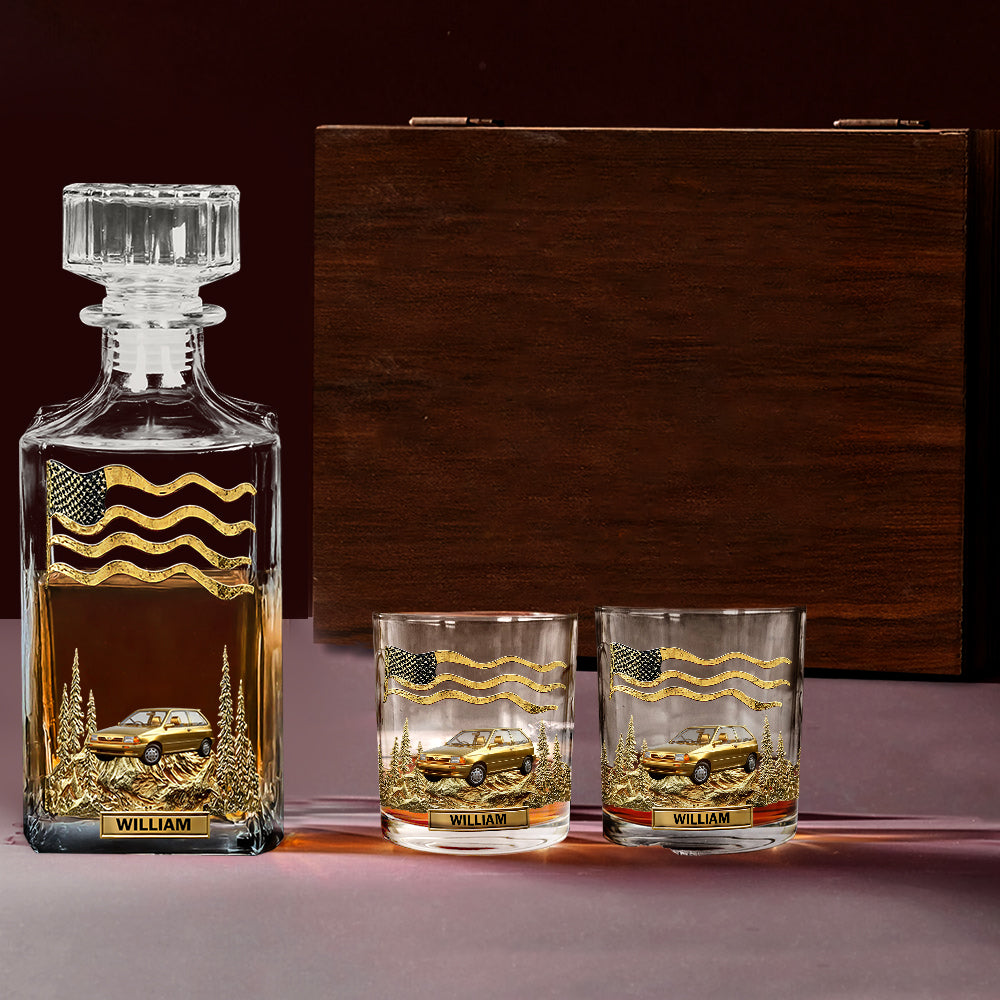 Cooles Geschenk für Autoliebhaber – Personalisiertes Whisky-Dekanter-Set für Autoliebhaber