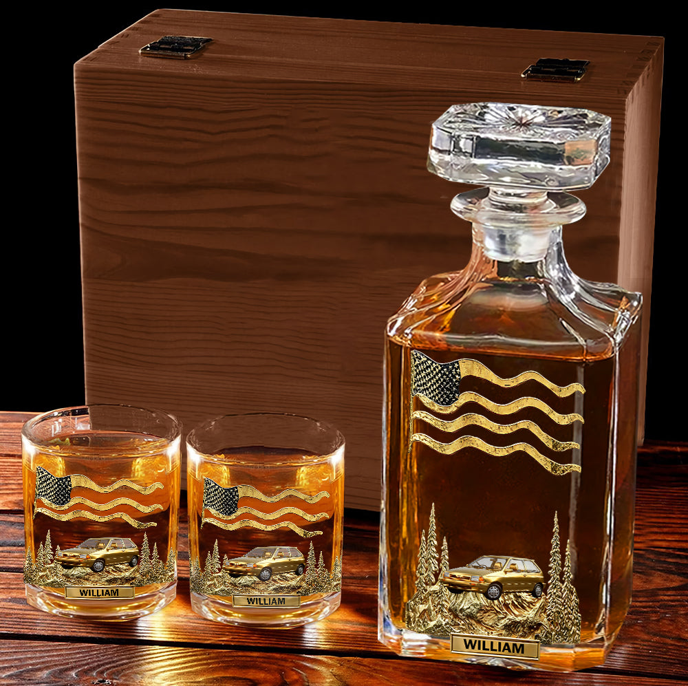 Cooles Geschenk für Autoliebhaber – Personalisiertes Whisky-Dekanter-Set für Autoliebhaber