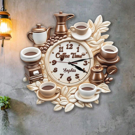 Coffee Time - Personalized Coffee LED Light Wall Clock