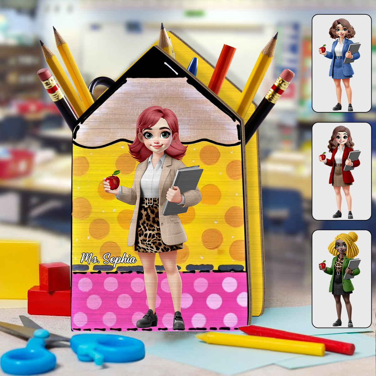 Bester Lehrer aller Zeiten – Personalisierter Stiftehalter aus Holz für Lehrer