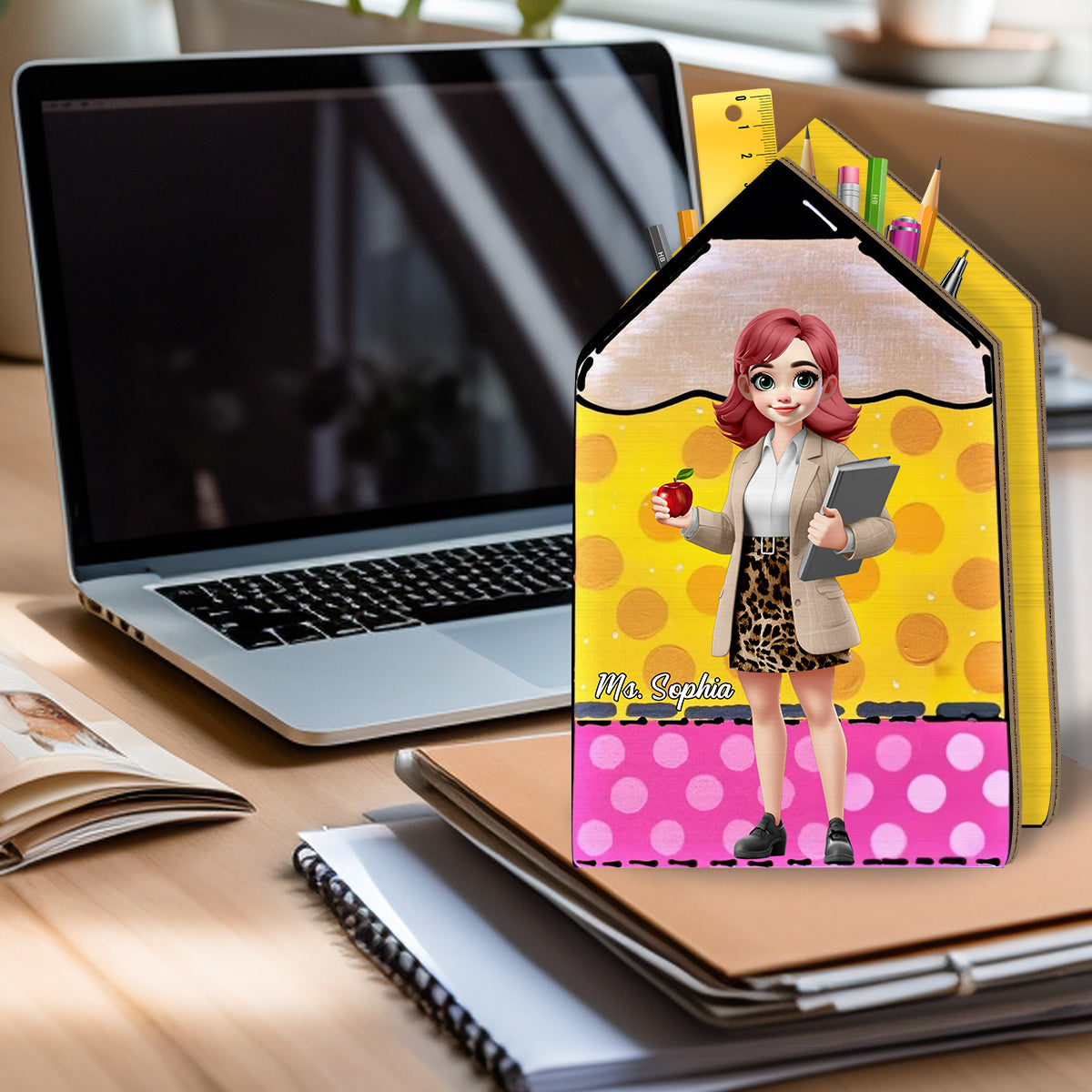 Bester Lehrer aller Zeiten – Personalisierter Stiftehalter aus Holz für Lehrer