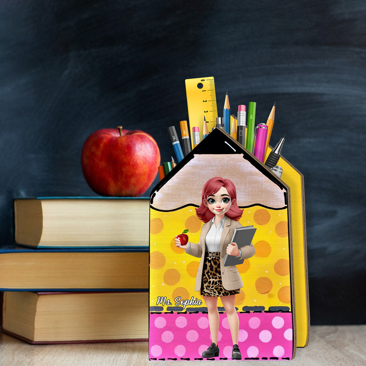 Bester Lehrer aller Zeiten – Personalisierter Stiftehalter aus Holz für Lehrer