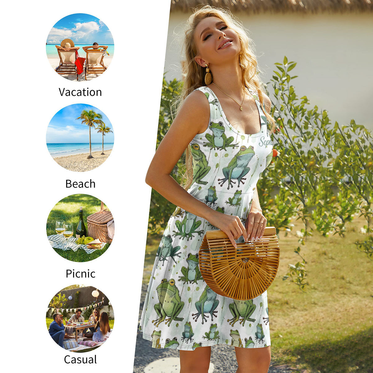 Liebe Frösche – Personalisiertes ärmelloses Froschkleid