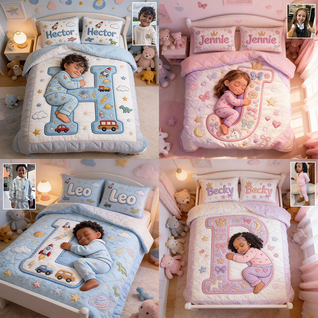 Initial Letter Gift For Kids - Personalized Kid Bedding Set