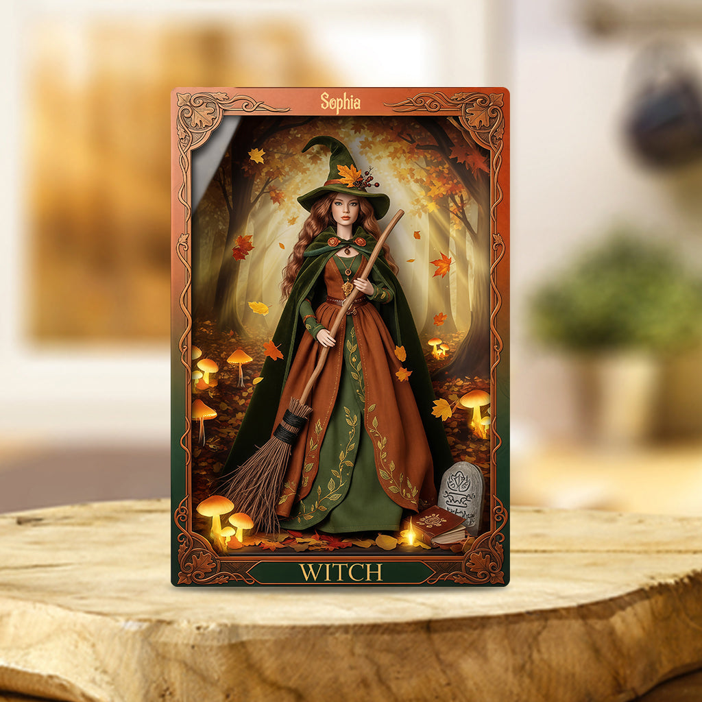 Magische Hexe – Personalisierte Acrylplakette in Hexenform
