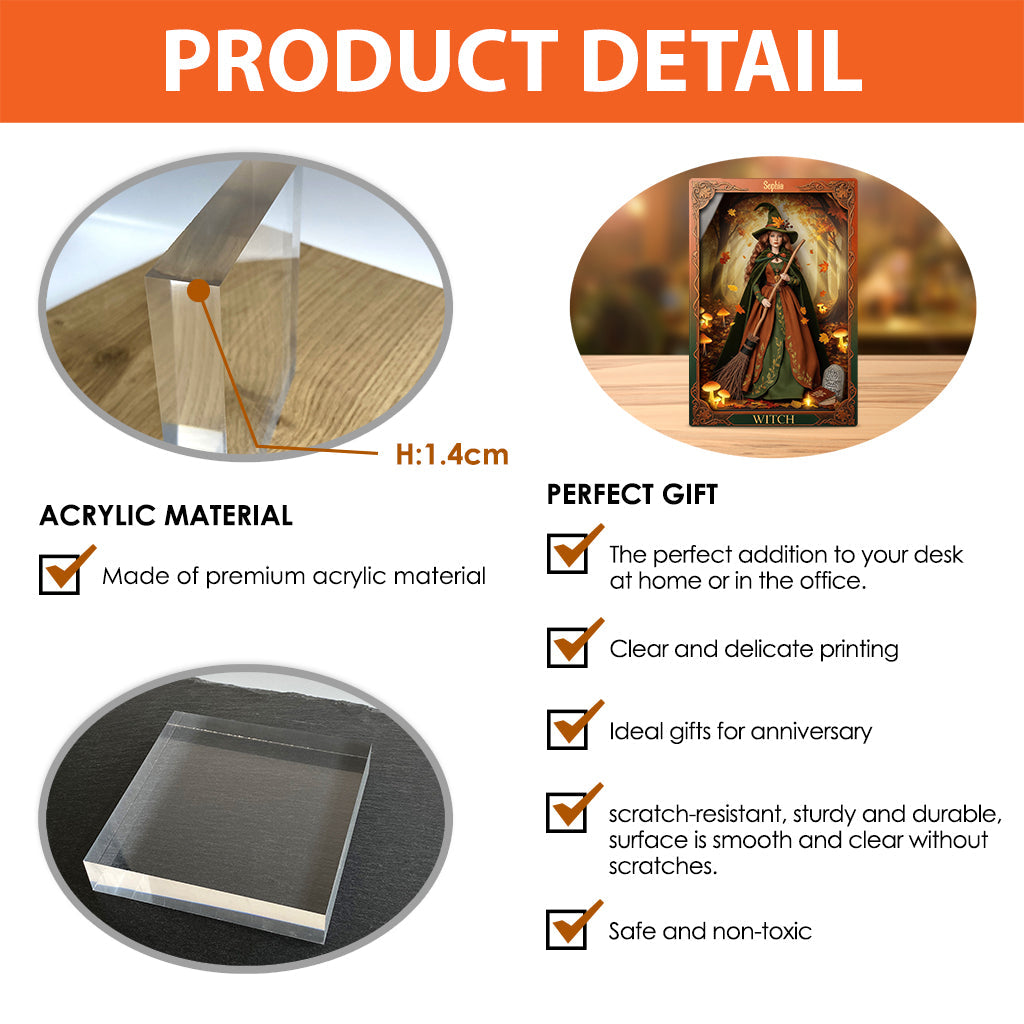 Magische Hexe – Personalisierte Acrylplakette in Hexenform