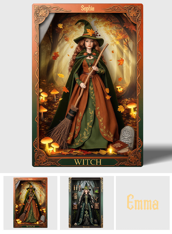 Magische Hexe – Personalisierte Acrylplakette in Hexenform