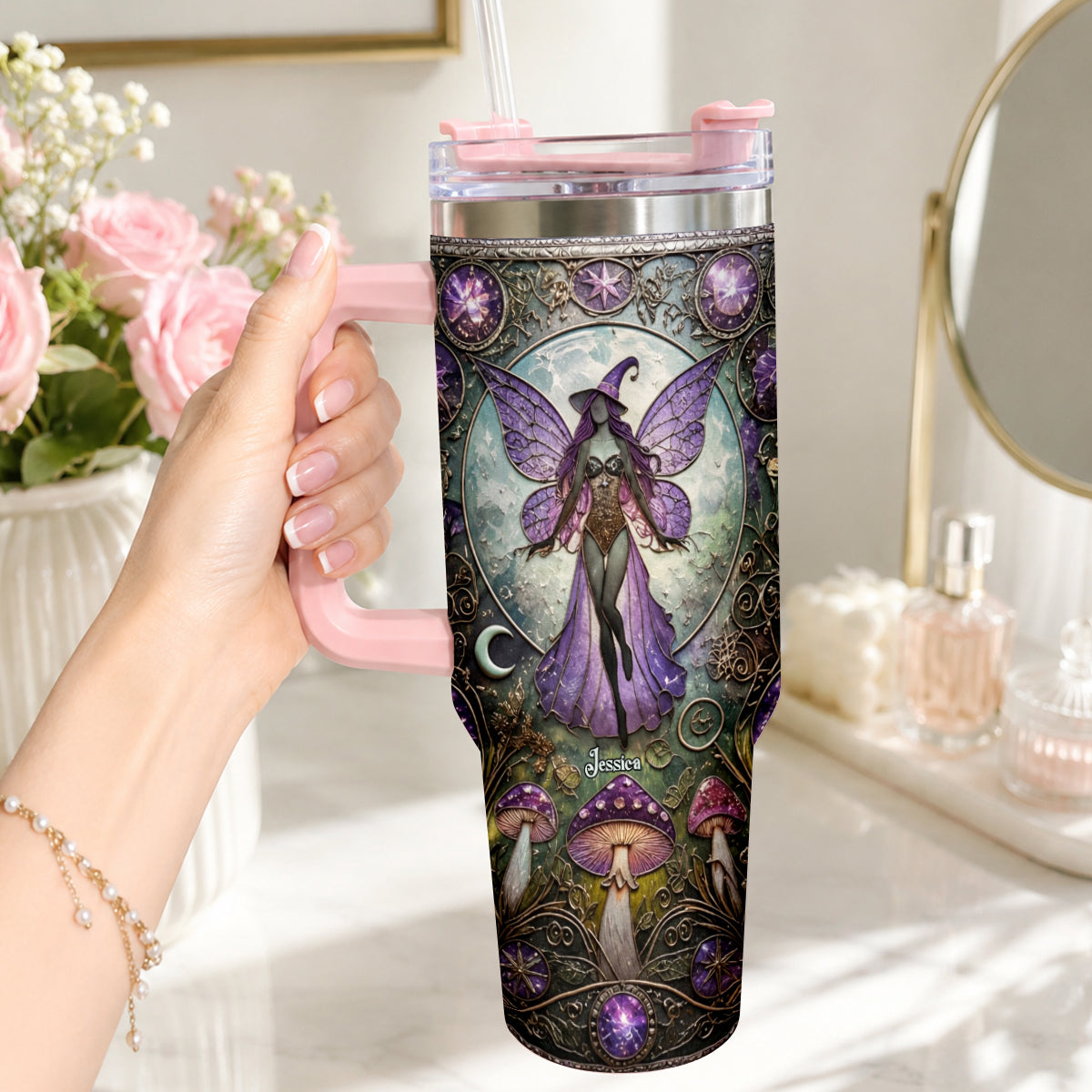 Beautiful Witch - Personalized Witch Tumbler With Plush Charm