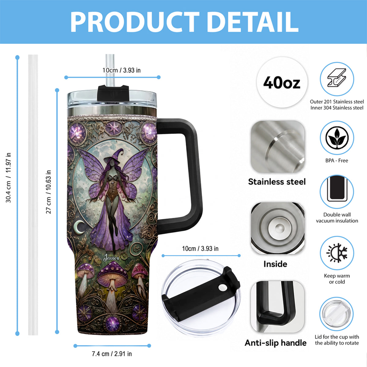 Beautiful Witch - Personalized Witch Tumbler With Plush Charm