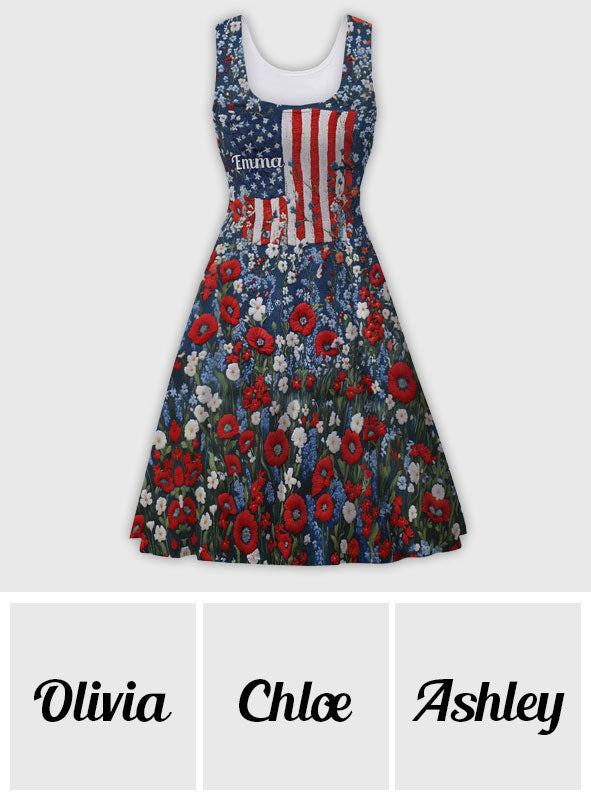 Red White and Feral - Personalized Independence Day/ 4th of July Sleeveless Dress