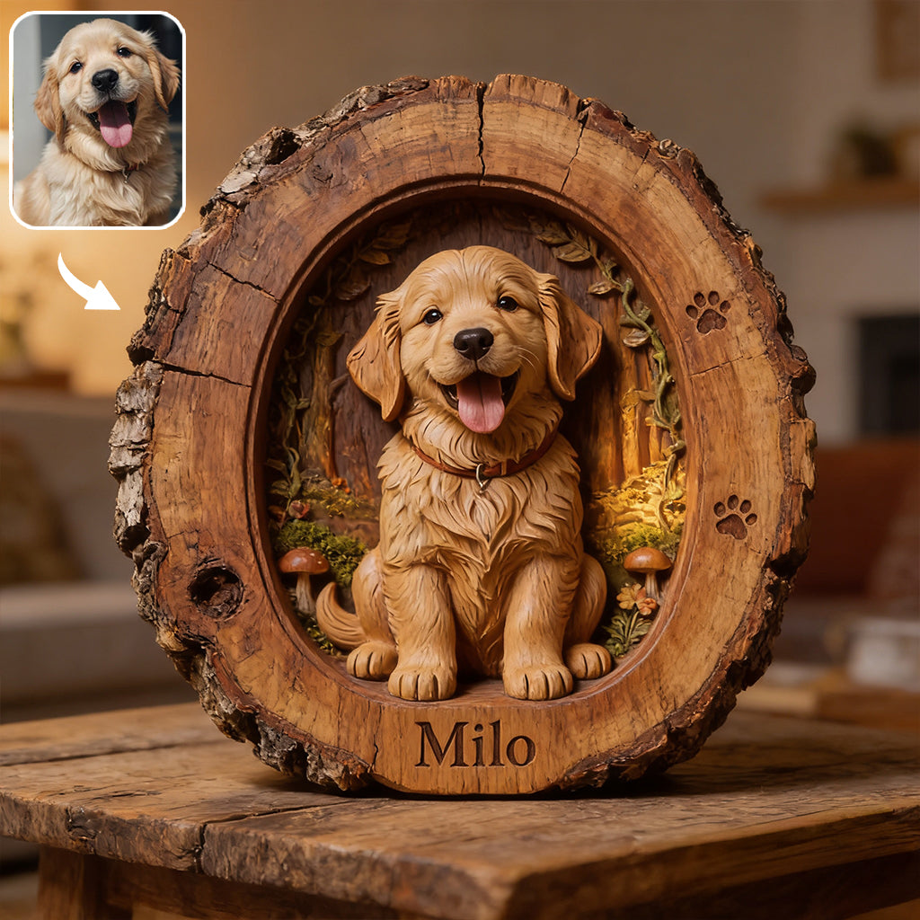 Benutzerdefiniertes Foto - Personalisierte Hund Holzplakette in Form