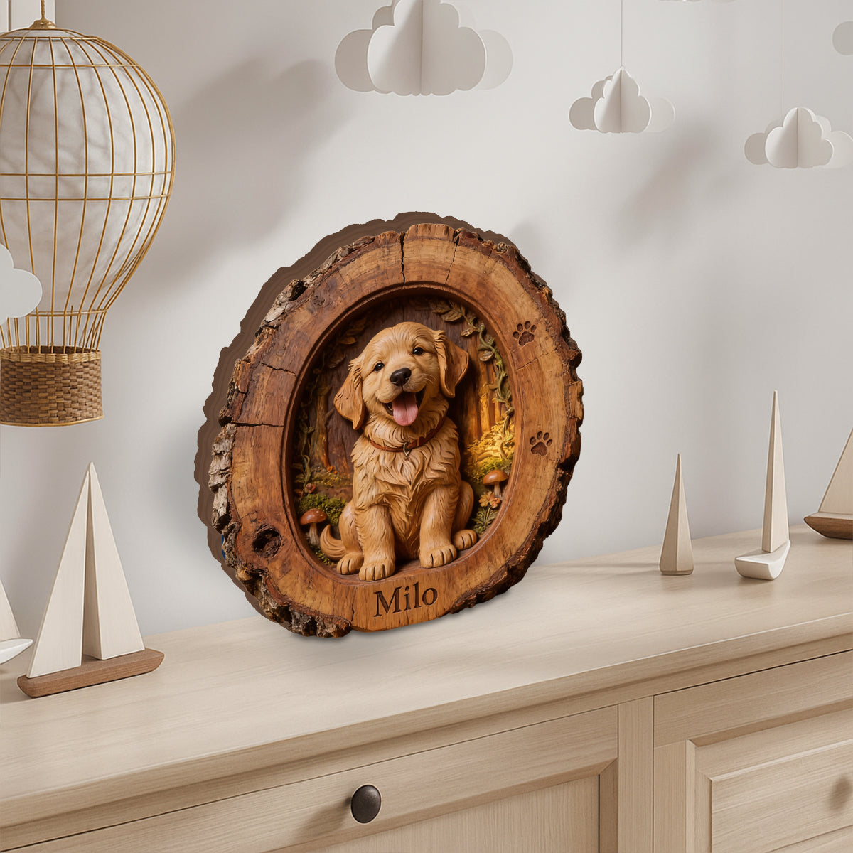Benutzerdefiniertes Foto - Personalisierte Hund Holzplakette in Form