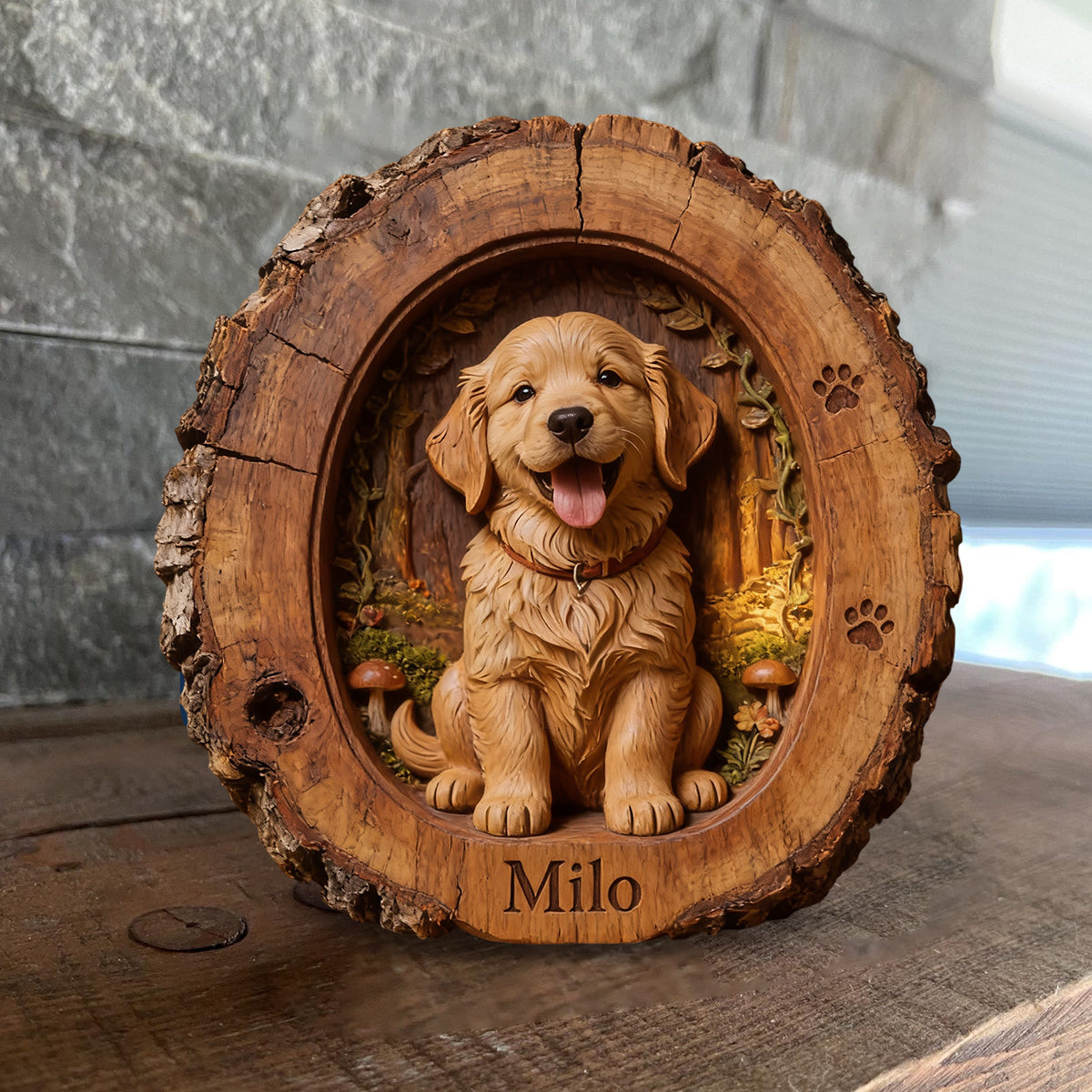 Benutzerdefiniertes Foto - Personalisierte Hund Holzplakette in Form