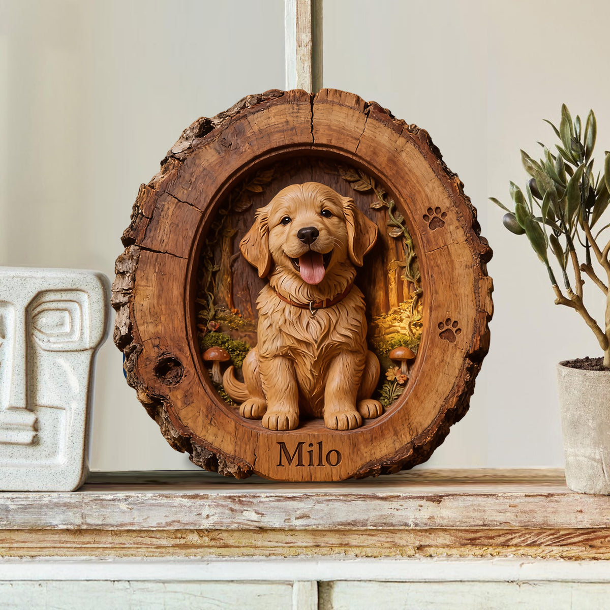Benutzerdefiniertes Foto - Personalisierte Hund Holzplakette in Form