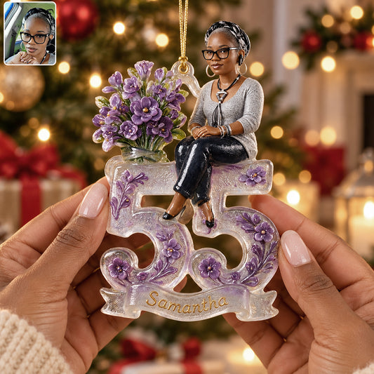 Jedes Foto, jede Zahl - Personalisierte Geburtstags-Glasornament in Sonderform