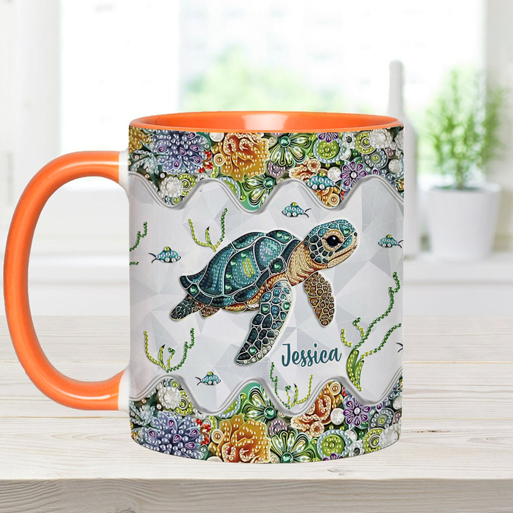 Einfach ein Mädchen, das Schildkröten liebt – personalisierte Tasse mit Schildkrötenmotiv