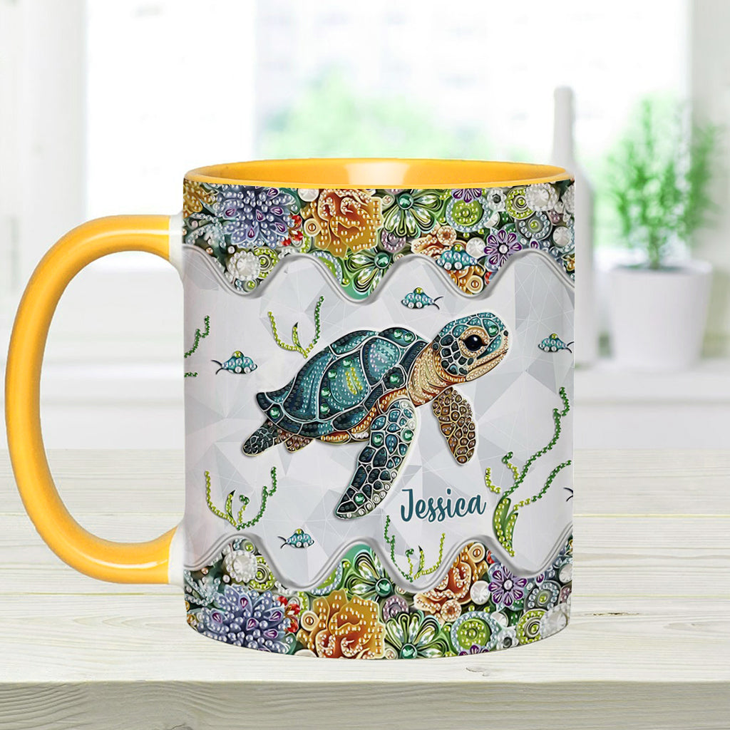 Einfach ein Mädchen, das Schildkröten liebt – personalisierte Tasse mit Schildkrötenmotiv