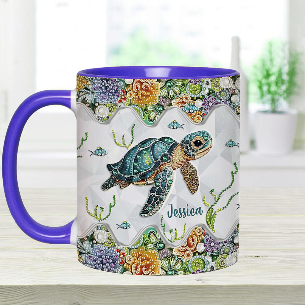 Einfach ein Mädchen, das Schildkröten liebt – personalisierte Tasse mit Schildkrötenmotiv
