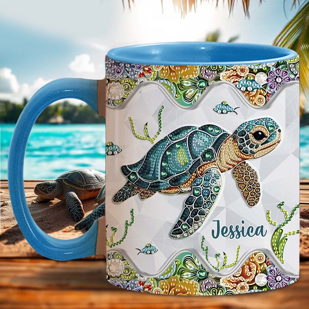 Einfach ein Mädchen, das Schildkröten liebt – personalisierte Tasse mit Schildkrötenmotiv