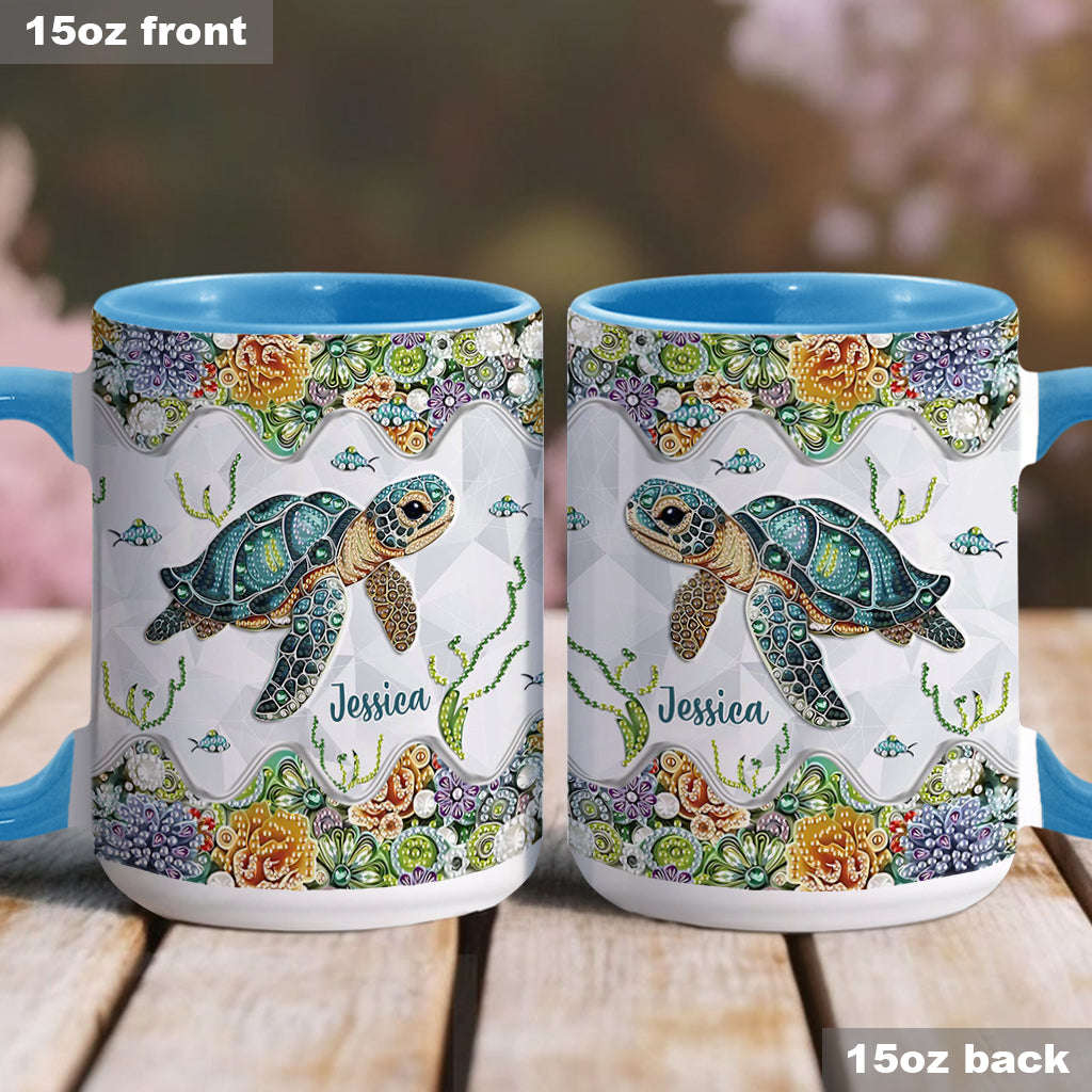Einfach ein Mädchen, das Schildkröten liebt – personalisierte Tasse mit Schildkrötenmotiv