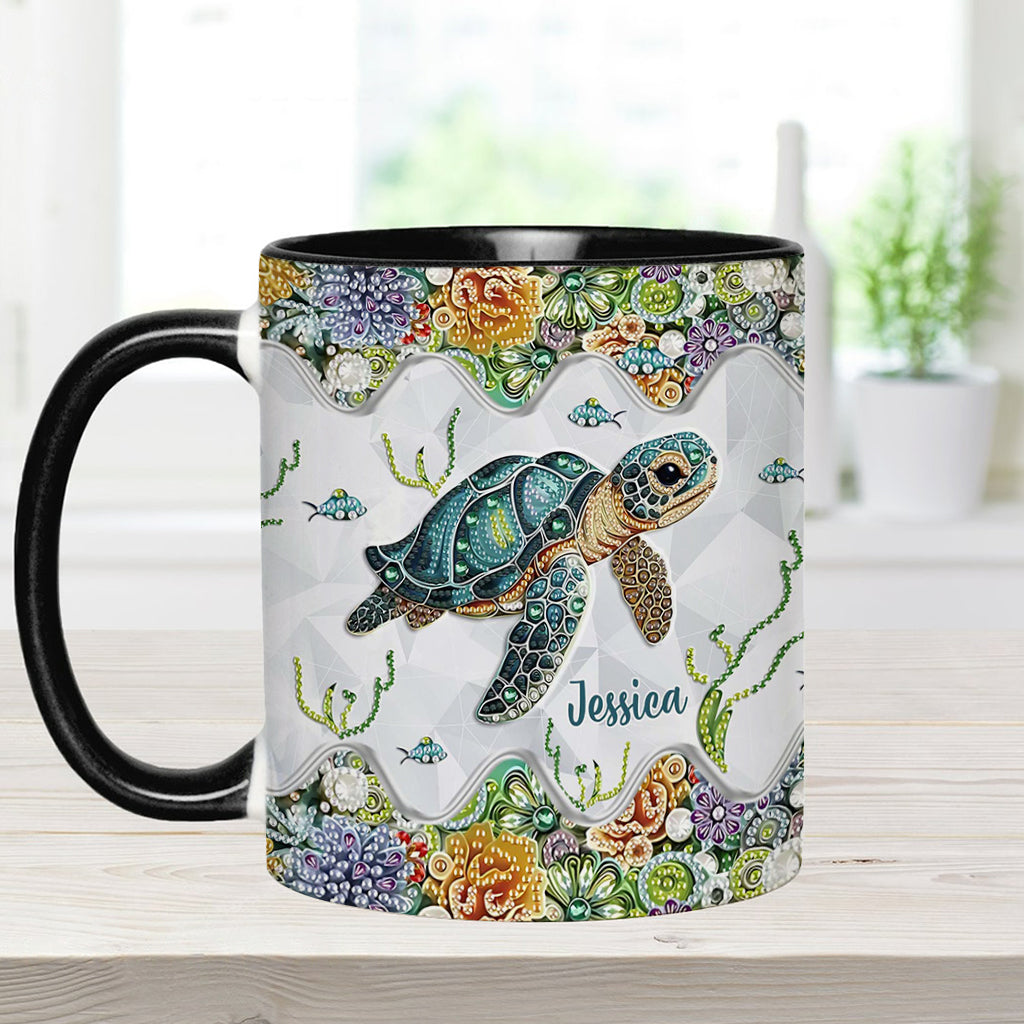 Einfach ein Mädchen, das Schildkröten liebt – personalisierte Tasse mit Schildkrötenmotiv
