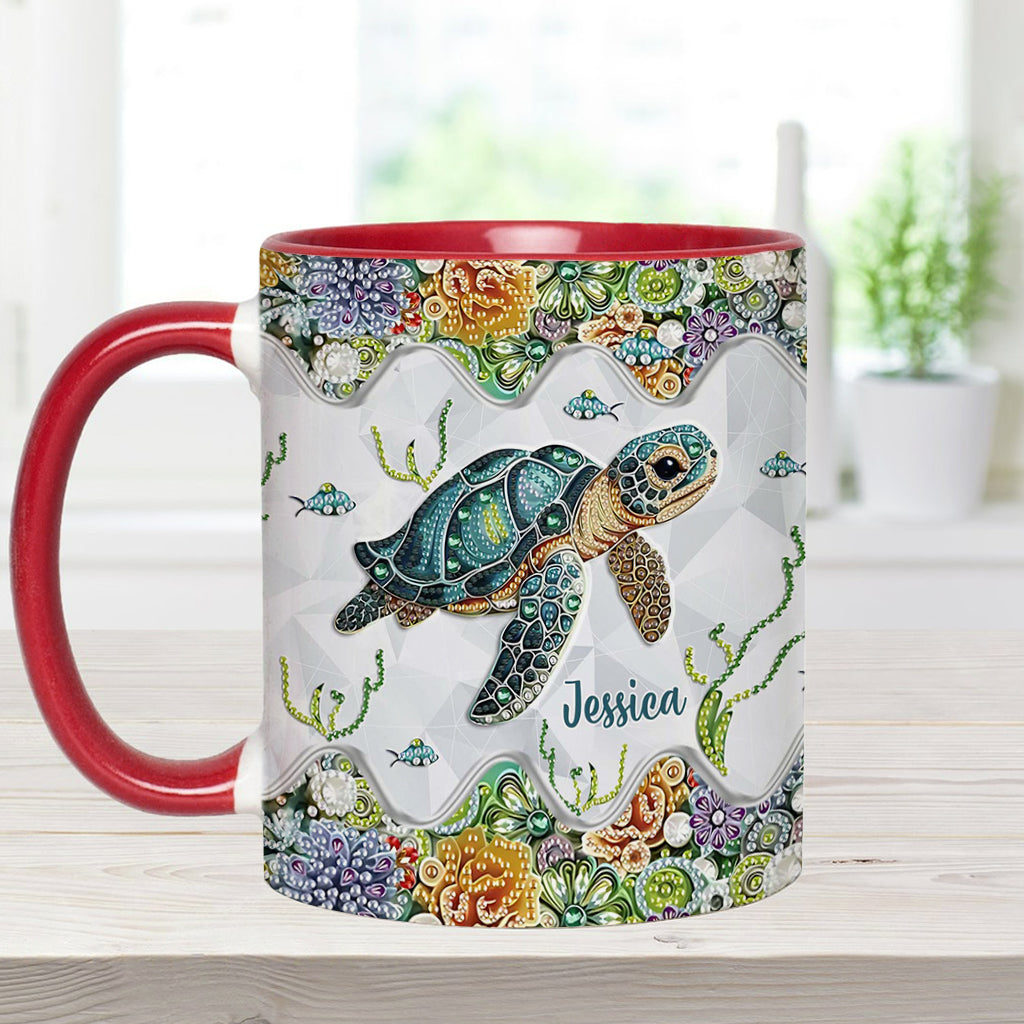 Einfach ein Mädchen, das Schildkröten liebt – personalisierte Tasse mit Schildkrötenmotiv