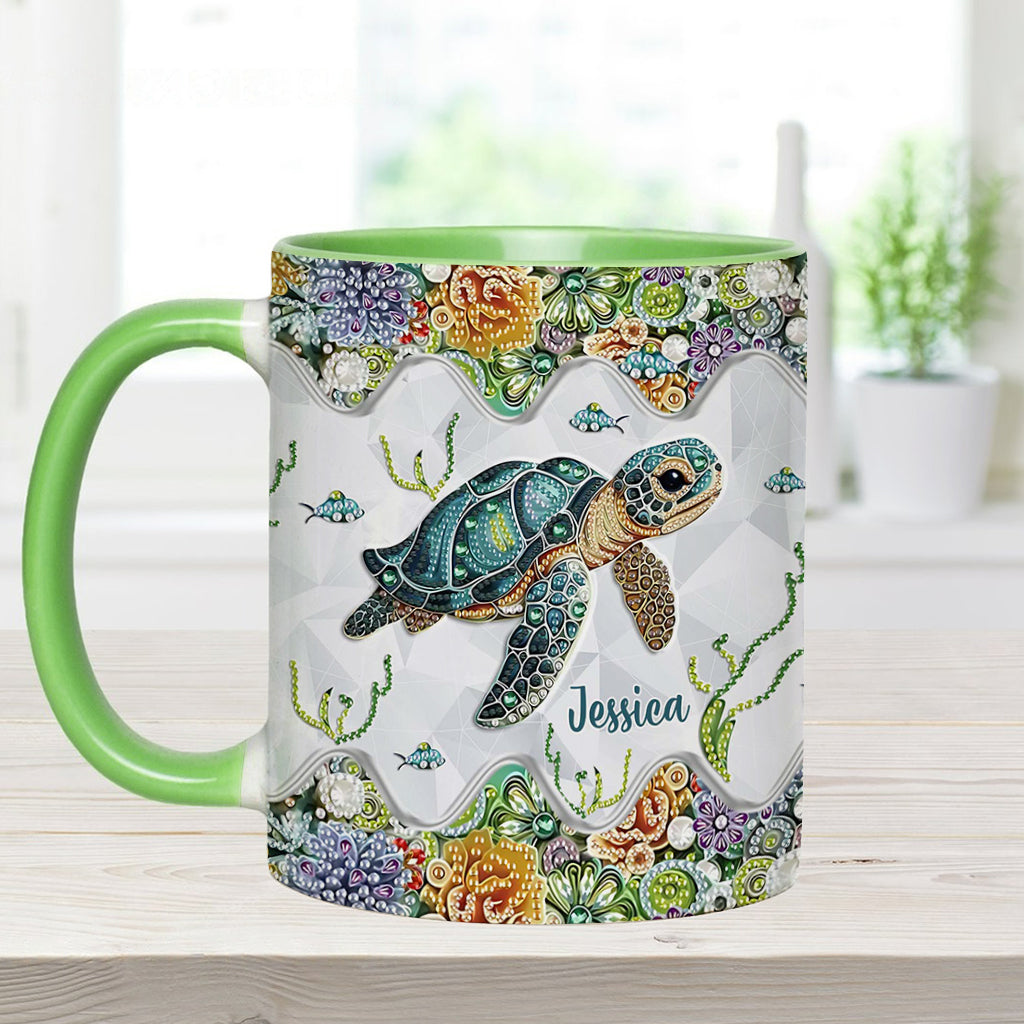 Einfach ein Mädchen, das Schildkröten liebt – personalisierte Tasse mit Schildkrötenmotiv