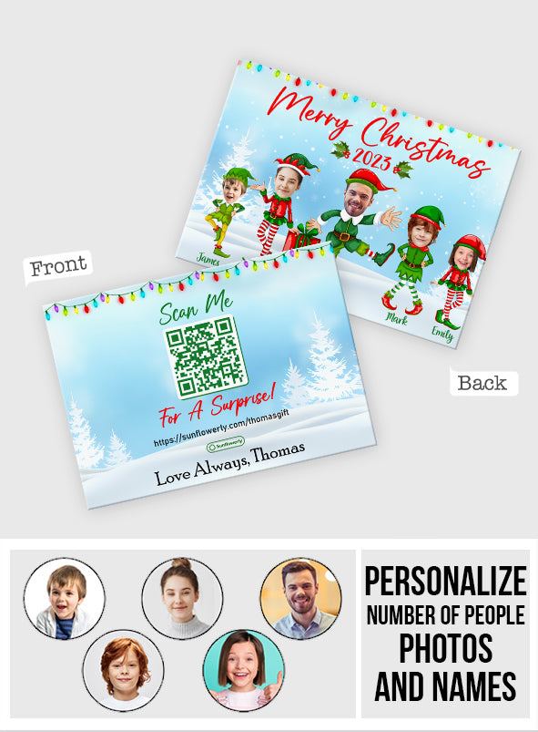 Fröhliche Weihnachten, ihr Elfen – personalisierte QR-Grußkarte