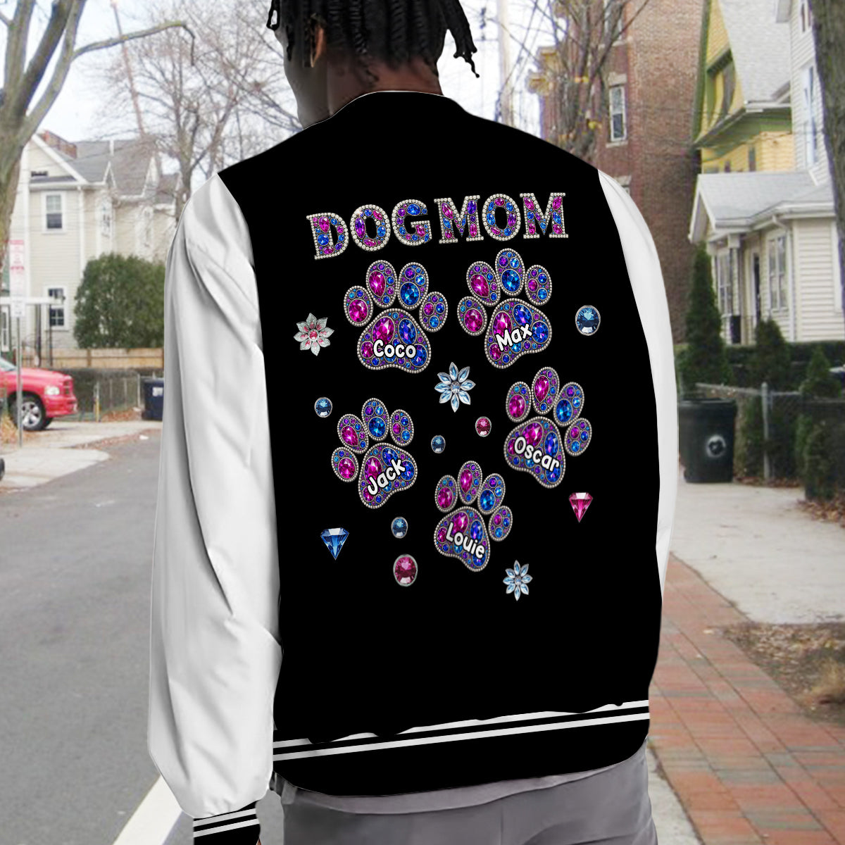 Dog Mom - Personalized Dog Varsity Jacket