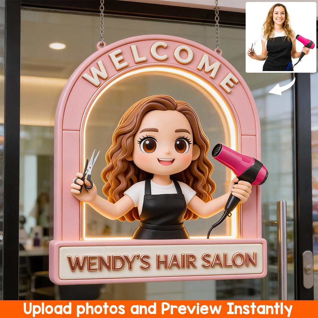 Willkommensschild für Friseursalon – Personalisiertes LED-Lichtschild aus Acryl für Friseure