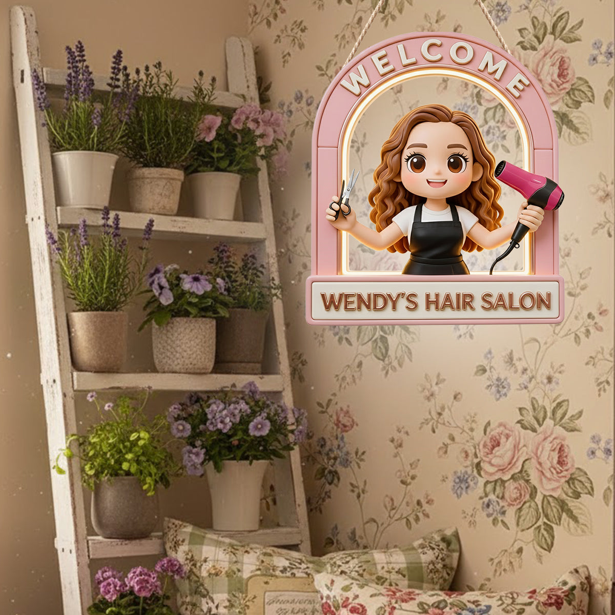 Willkommensschild für Friseursalon – Personalisiertes LED-Lichtschild aus Acryl für Friseure