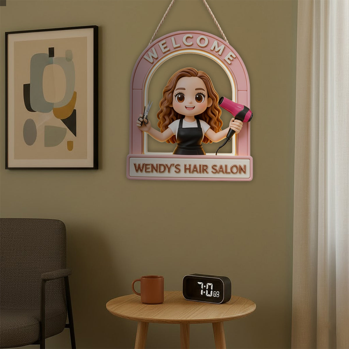 Willkommensschild für Friseursalon – Personalisiertes LED-Lichtschild aus Acryl für Friseure