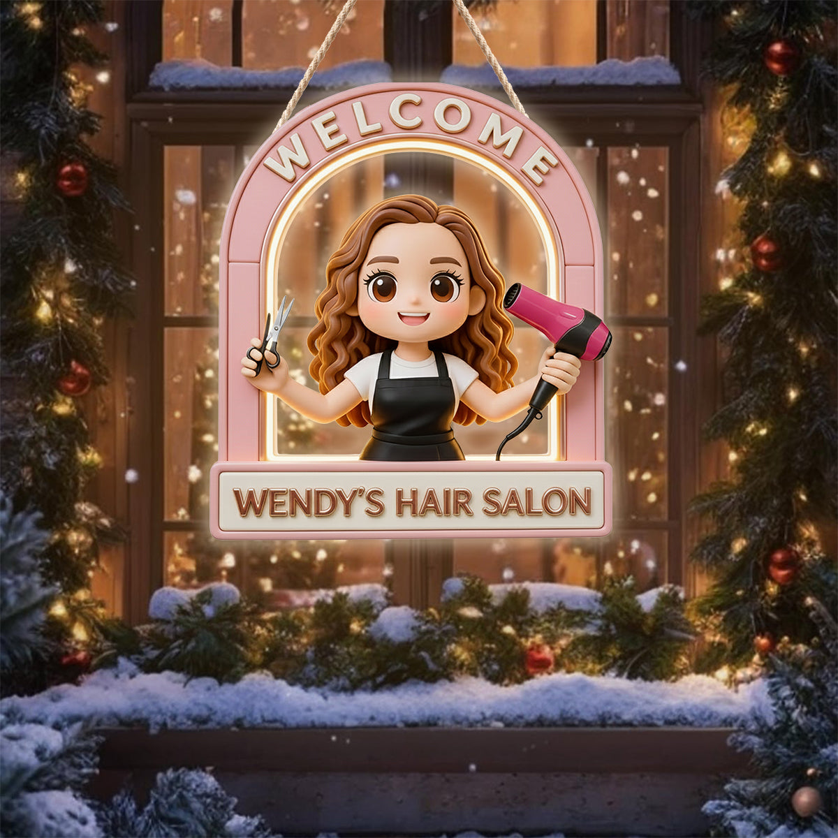 Willkommensschild für Friseursalon – Personalisiertes LED-Lichtschild aus Acryl für Friseure