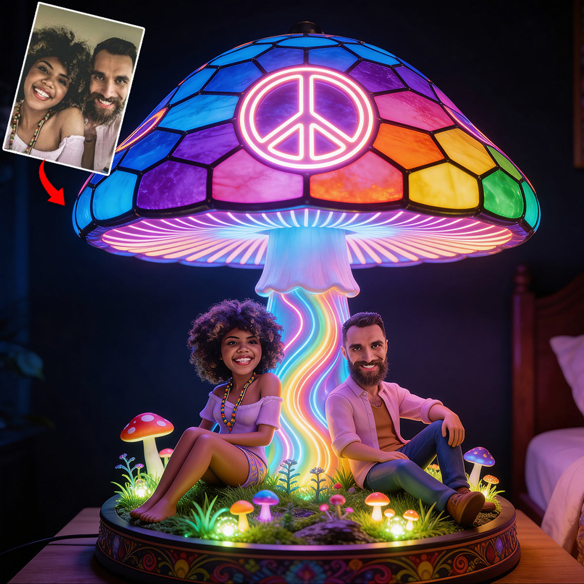 Hippie Theme, Custom From Any Image - Personalized Hippie Acrylic LED Night Light