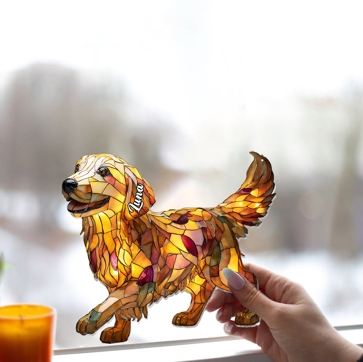 Ich liebe meinen Hund – Personalisierter Hunde-Fensterhänger-Sonnenfänger