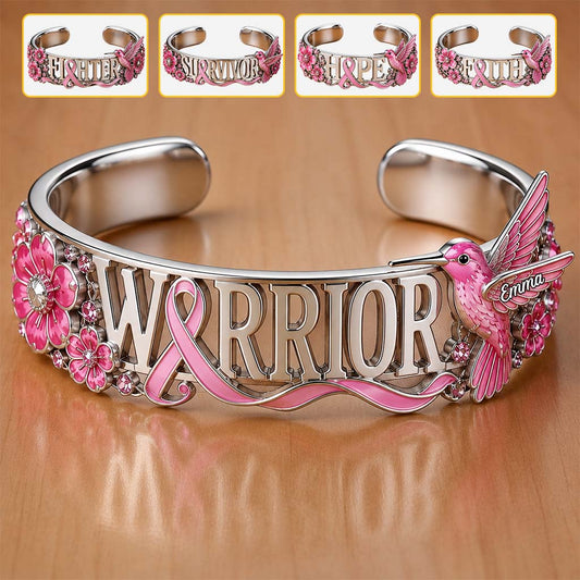Brustkrebsbewusstsein - Personalisierbares Armband in Brustkrebsform