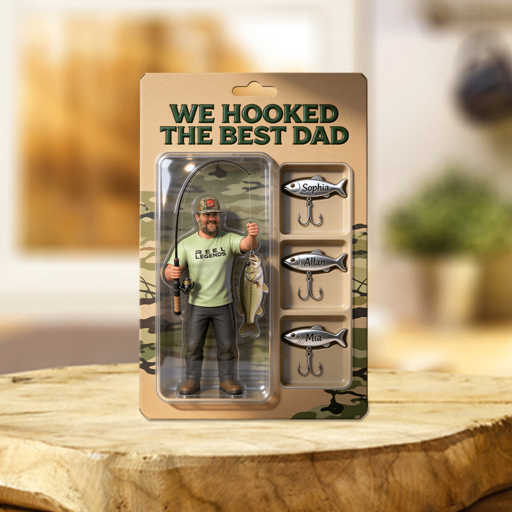 Personalisierte Geschenk für Angler-Vater, Geschenk für Angelliebhaber - Personalisierte Angel-Acrylplakette in individueller Form