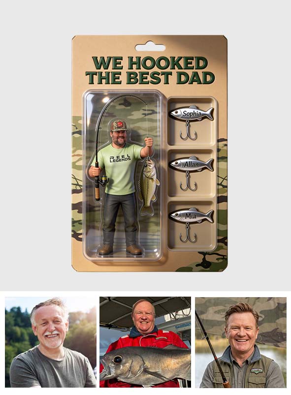 Personalisierte Geschenk für Angler-Vater, Geschenk für Angelliebhaber - Personalisierte Angel-Acrylplakette in individueller Form