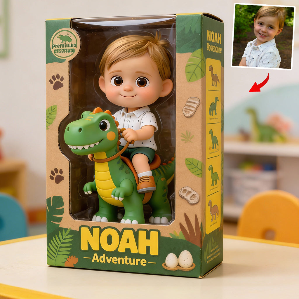 Dinosaurier-Abenteuer – Personalisierte Acrylplakette in Kinderform