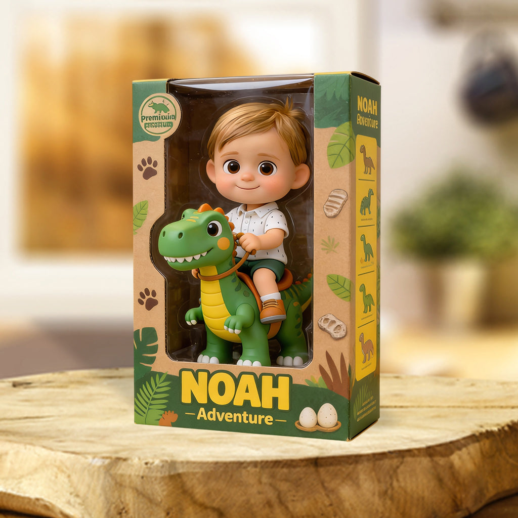 Dinosaurier-Abenteuer – Personalisierte Acrylplakette in Kinderform