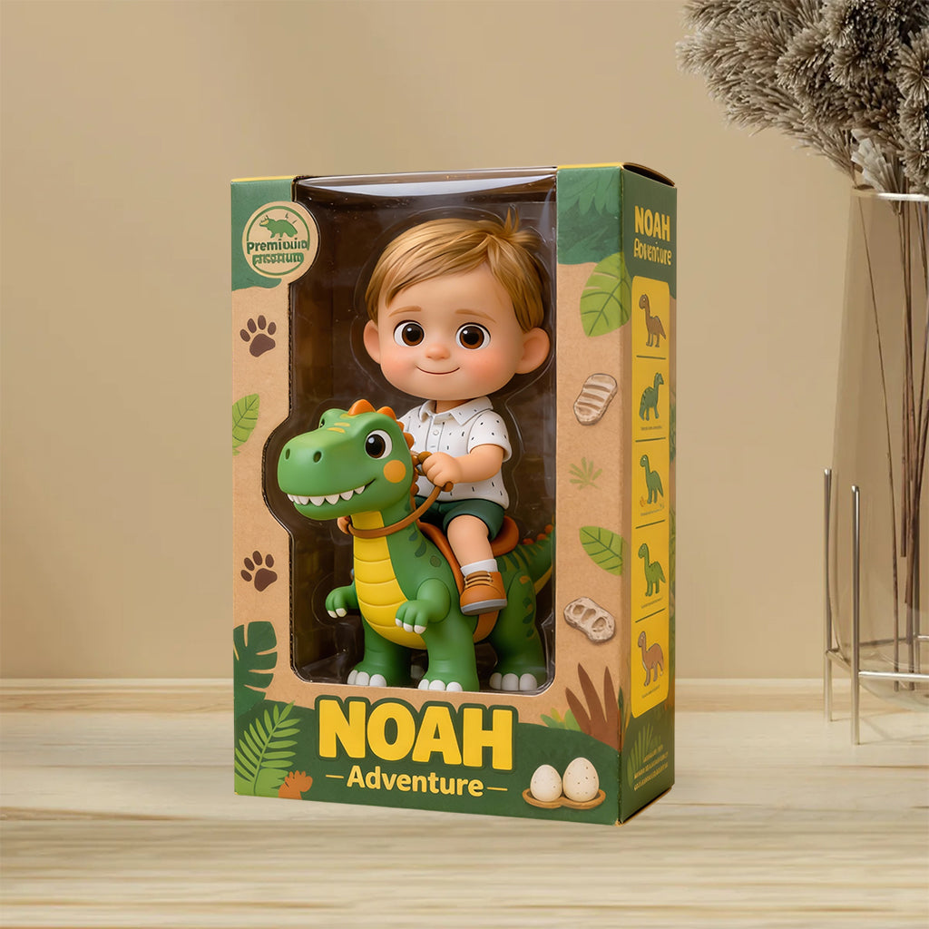 Dinosaurier-Abenteuer – Personalisierte Acrylplakette in Kinderform