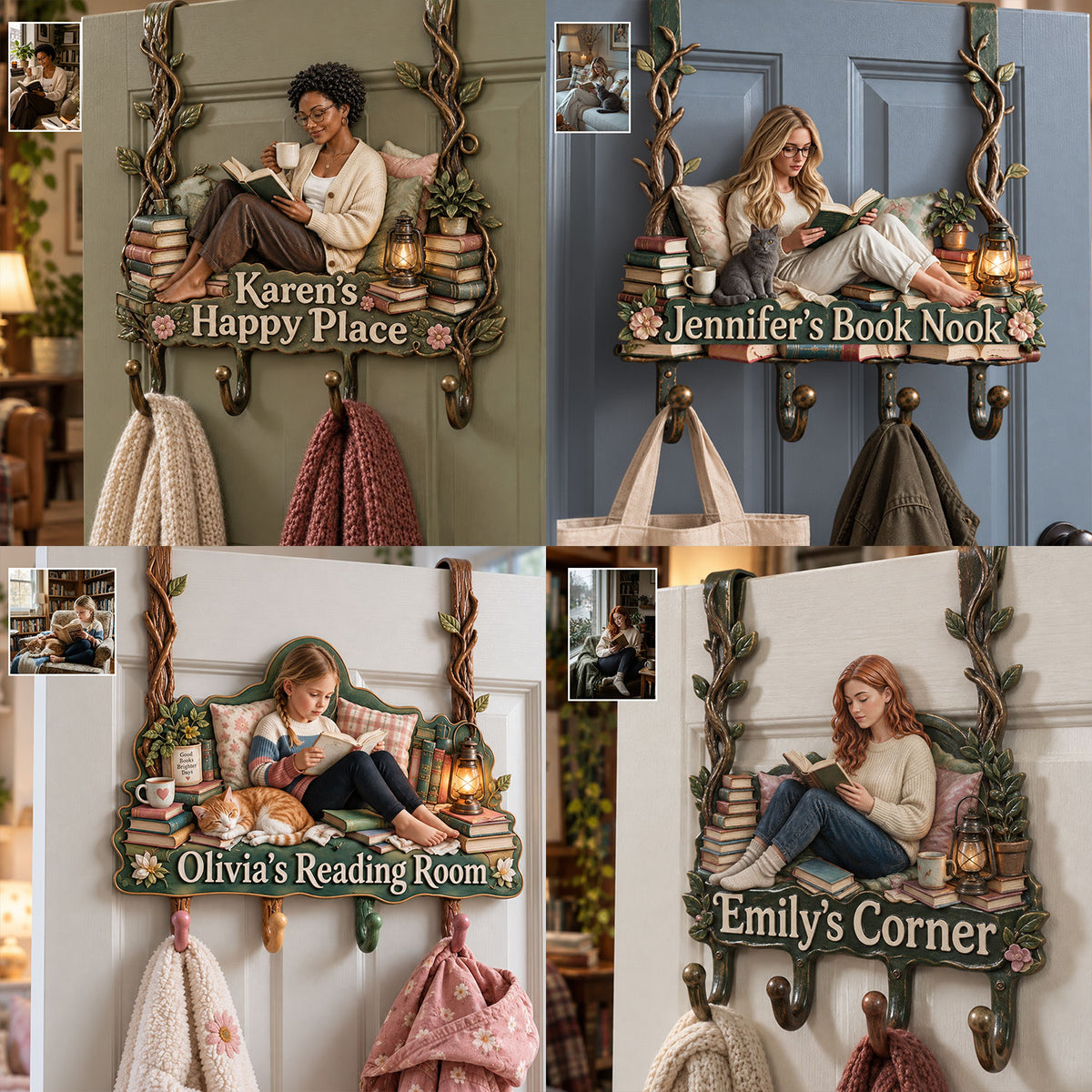 My Happy Place - Personalized Book Metal Door Hooks