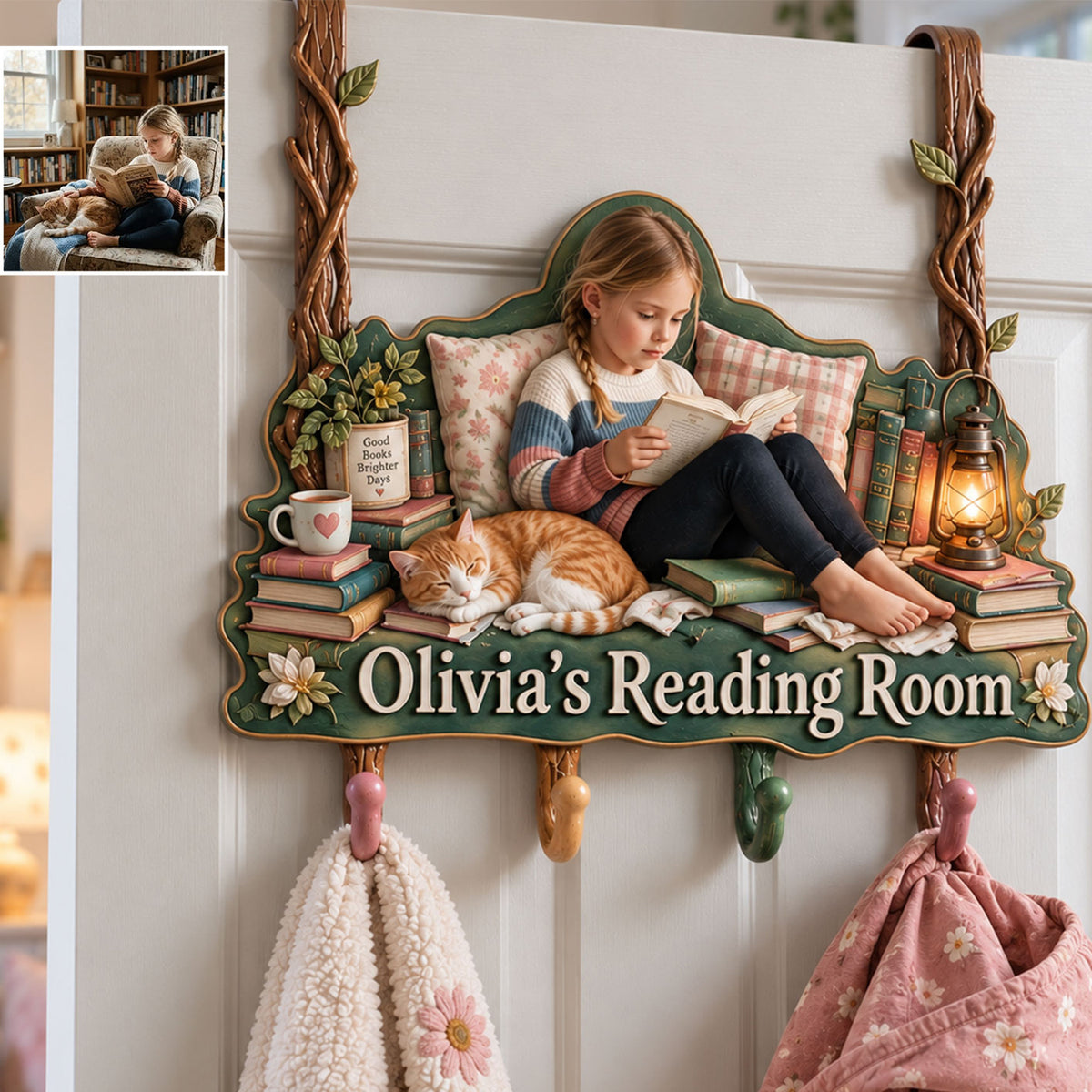 My Happy Place - Personalized Book Metal Door Hooks