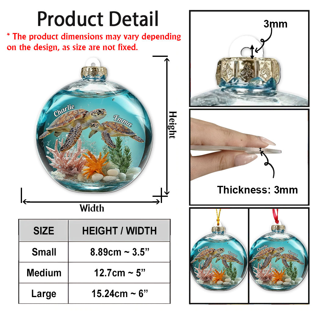 Schildkrötenpaar – Personalisierter transparenter Schildkröten-Anhänger